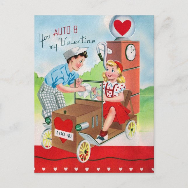 Retro Vintage Valentine Holiday postcard couple (Front)