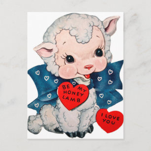 Retro Vintage Valentine lamp Holiday postcard