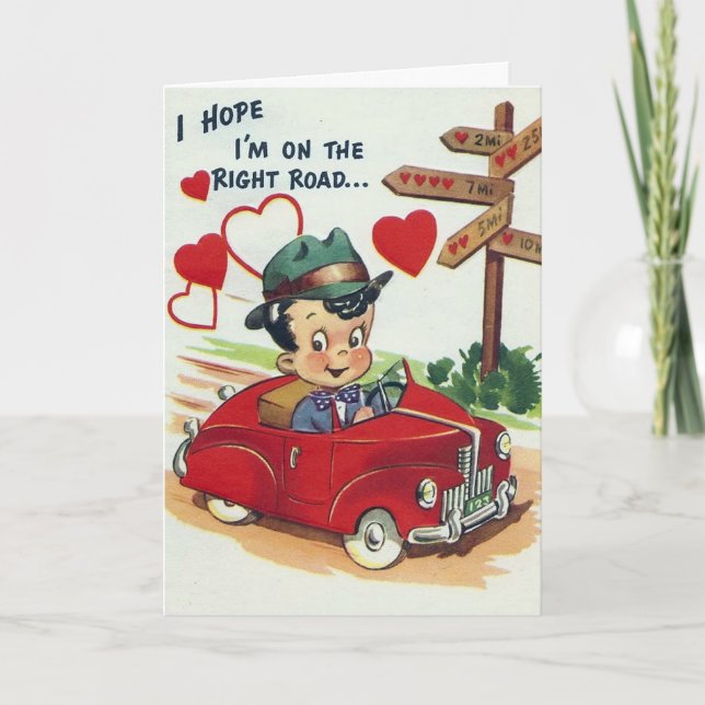 Retro Vintage Valentine man Holiday card (Front)
