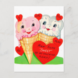 retro vintage valentine sweet holiday postcard