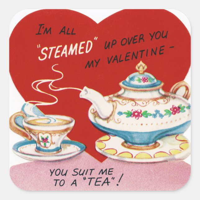 Retro Vintage Valentine tea sticker (Front)