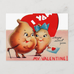 Retro Vintage Valentine yam Holiday postcard