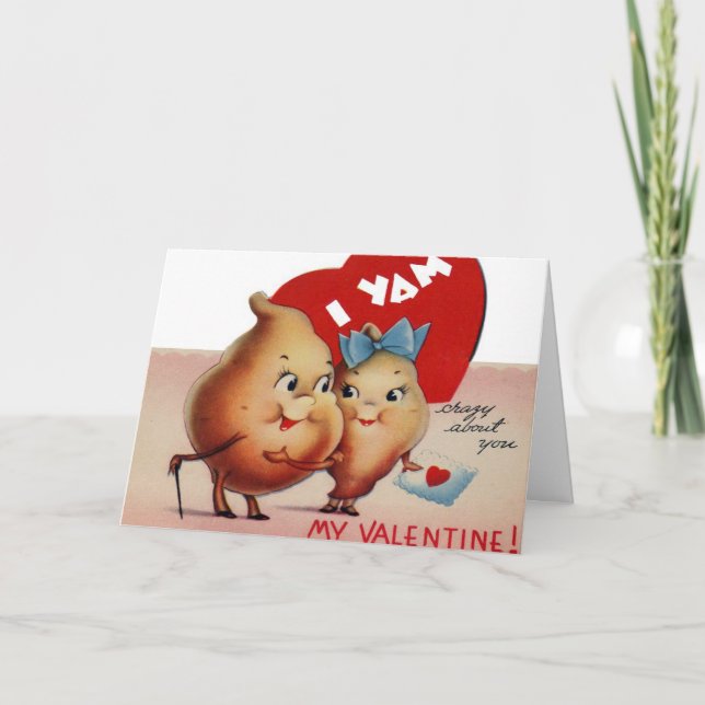 Retro Vintage Valentine Yams Holiday card (Front)