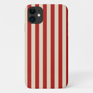 Retro Vintage Vertical Popcorn Stripes in Red iPhone 11 Case