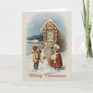 Retro Vintage Victorian Editable Christmas Holiday Card