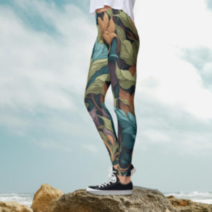 Retro Vintage Victorian William Morris Art Pattern Leggings