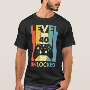 Retro Vintage Video Games Controller Level 40 Unlo T-Shirt