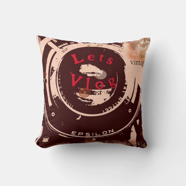 Retro Vintage Vlogger Pillow (Front)