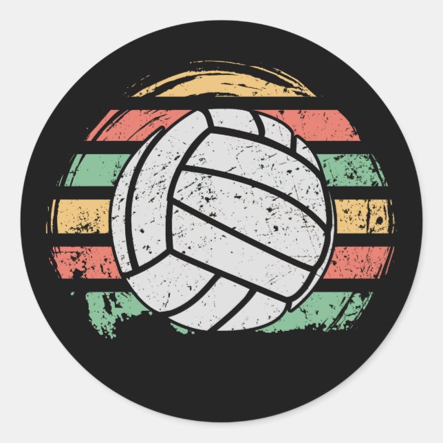 Retro Vintage Volleyball Classic Round Sticker (Front)
