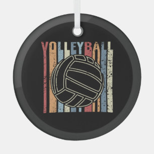 Retro Vintage Volleyball Glass Tree Decoration