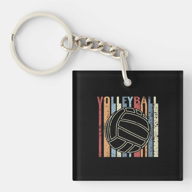 Retro Vintage Volleyball Key Ring (Front)