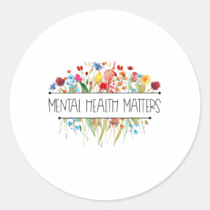 Retro Vintage Wildflower Mental Health S Awareness Classic Round Sticker