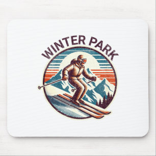 Retro vintage winter park colorado ski resort mouse pad