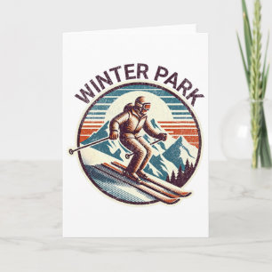 Retro Vintage Winter Park Colorado Ski Resort Wint Card