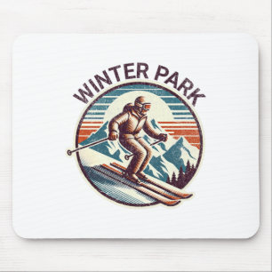 Retro Vintage Winter Park Colorado Ski Resort Wint Mouse Pad