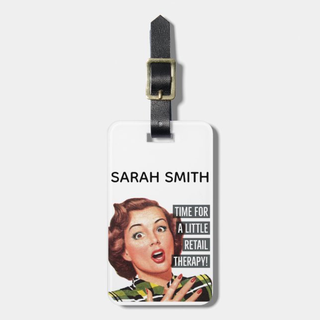 Retro/Vintage Woman Luggage Tag (Front Vertical)