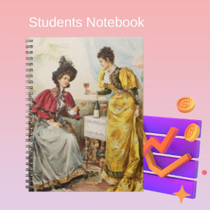 Retro Vintage Women Drinking Wine Notebook