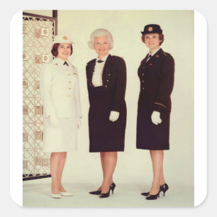 Retro Vintage Women in Uniform Beautiful Strong Square Sticker