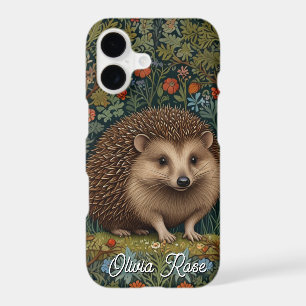 Retro vintage woodland hedgehog woodland botanical