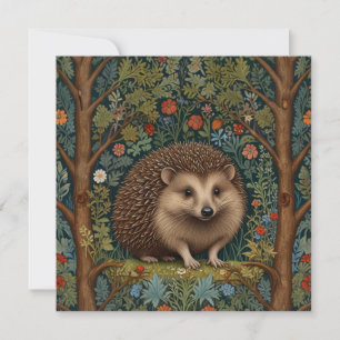 Retro vintage woodland hedgehog woodland botanical invitation