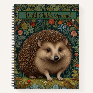 Retro vintage woodland hedgehog woodland botanical notebook