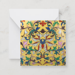 Retro Vintage Yellow Floral Minton Tile Botanical Card
