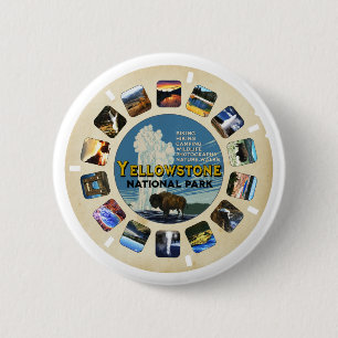 Retro Vintage Yellowstone National Park Souvenir 6 Cm Round Badge