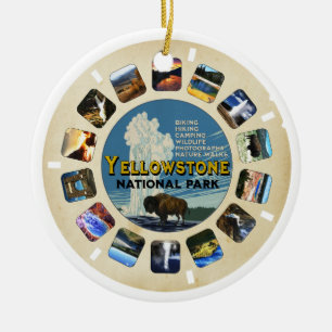 Retro Vintage Yellowstone National Park Souvenir Ceramic Ornament