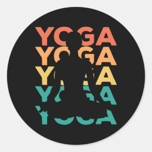 Retro Vintage Yoga Gift For Yogis  Classic Round Sticker