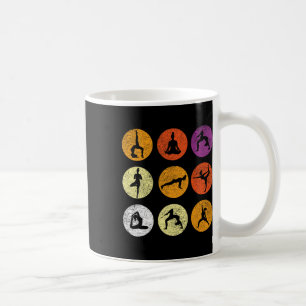 Retro Vintage Yoga Lover Gift With Yoga Poses Coffee Mug