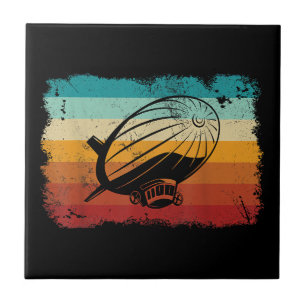 Retro Vintage Zeppelin Dirigible Airship Zepplin L Ceramic Tile
