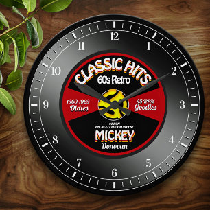 Retro Vinyl 45 Record Personalised Wall Clock