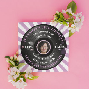 Retro Vinyl Female's Photo Birthday Party  Invitation