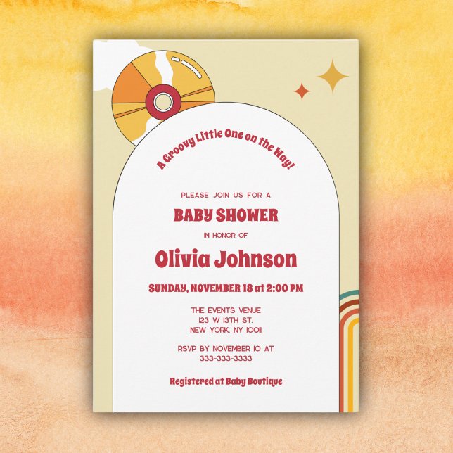 Retro Vinyl Gender Neutral Baby Shower Invitation (Creator Uploaded)