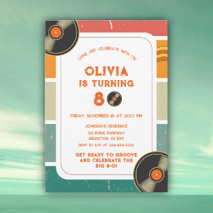 Retro Vinyl Groovy Adult 50th 60th 70th Birthday Invitation