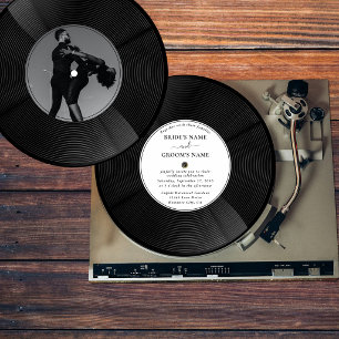 Retro Vinyl Music Record Photo Vintage Wedding  Invitation