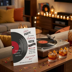 Retro Vinyl Record 40th Birthday Invitation