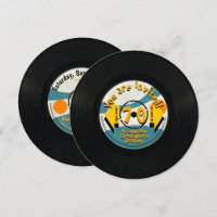 Retro Vinyl Record 70th Birthday Party Round Inv