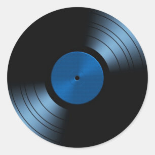 Retro Vinyl Record Album in Blue Classic Round Sticker