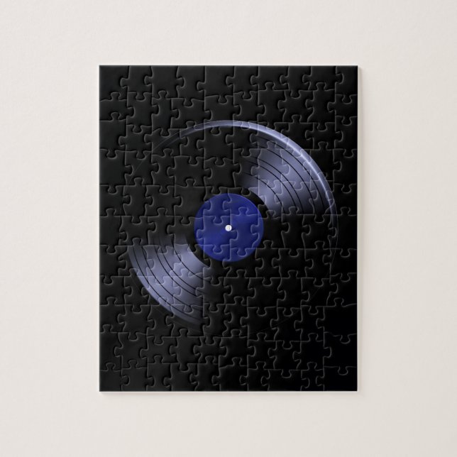 Retro Vinyl Record Album in Blue Jigsaw Puzzle (Vertical)