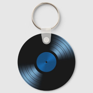 Retro Vinyl Record Album in Blue Key Ring