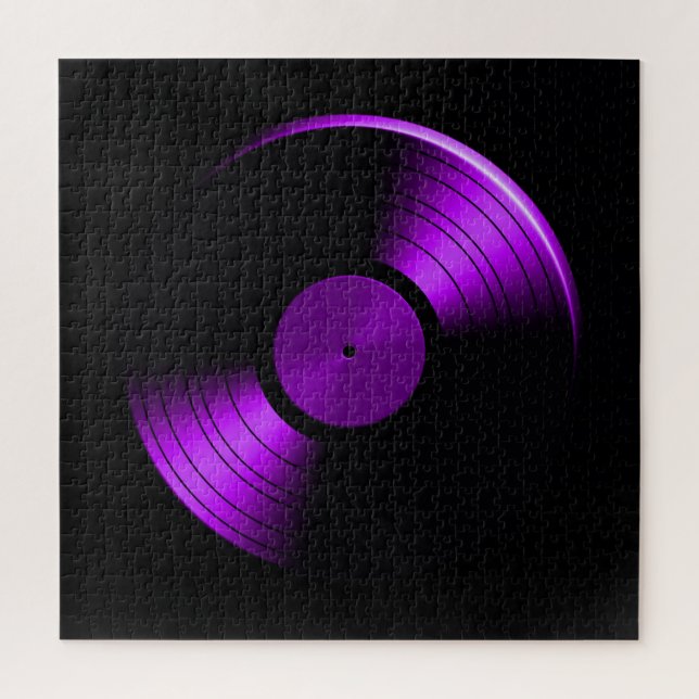 Retro Vinyl Record Album in Purple Jigsaw Puzzle (Vertical)