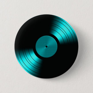 Retro Vinyl Record Album in Teal 6 Cm Round Badge