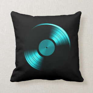 Retro Vinyl Record Album in Teal Cushion