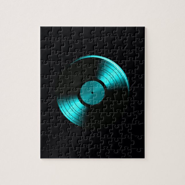 Retro Vinyl Record Album in Teal Jigsaw Puzzle (Vertical)