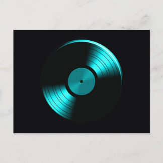 Retro Vinyl Record Album in Teal Postcard