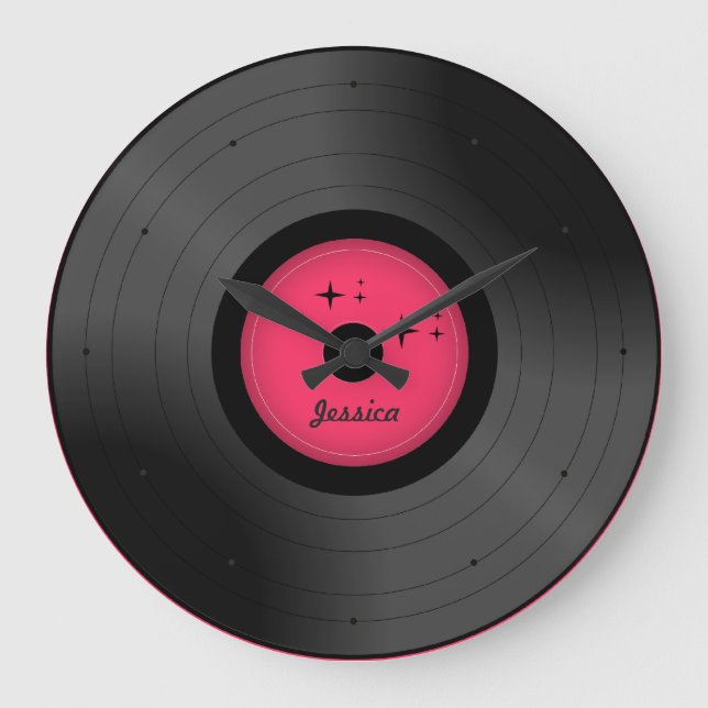 Retro Vinyl Record All Colours Personalised Clock (Front)
