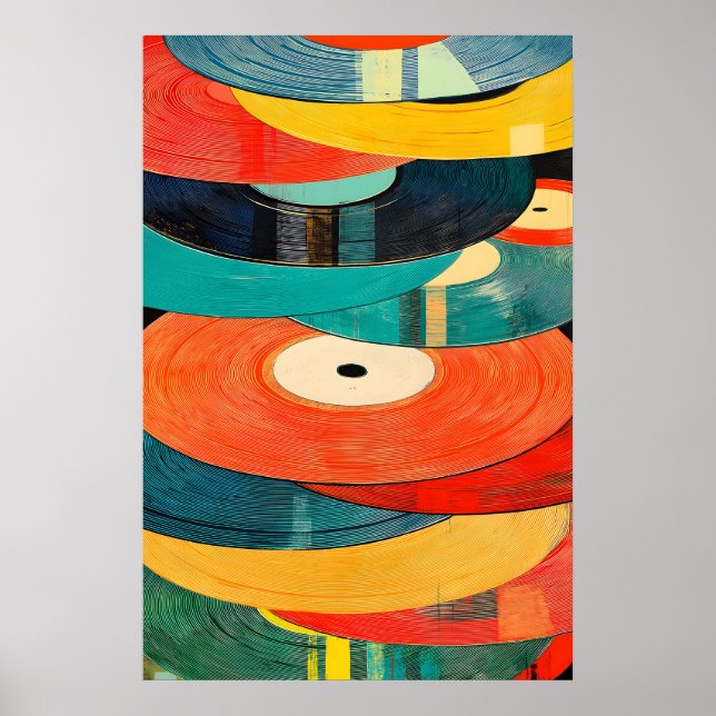 Retro Vinyl Record Art Print Abstract Mid-Century (Front)