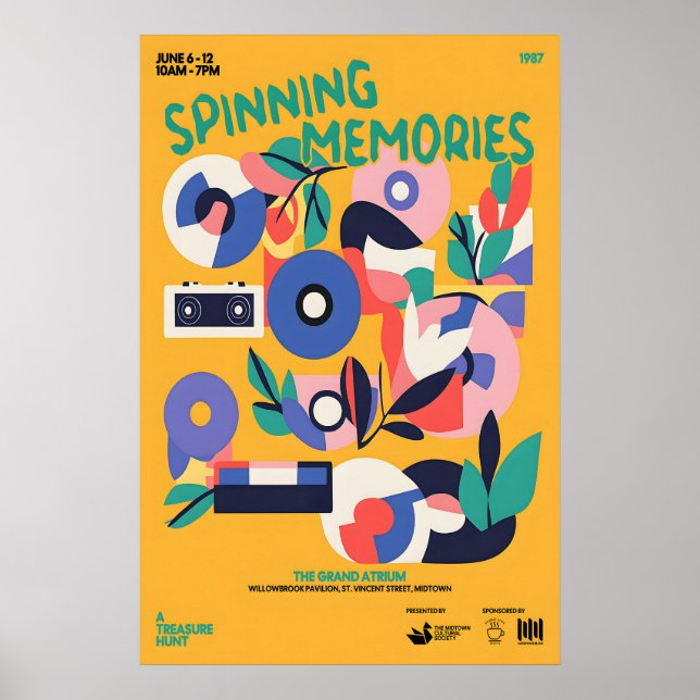 Retro Vinyl Record Art Print Mid-Century Modern (Front)