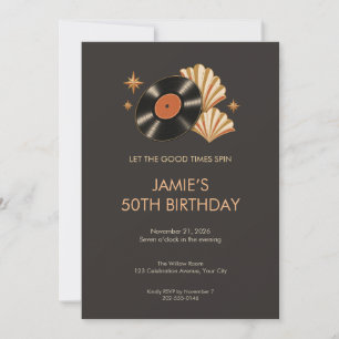 Retro Vinyl Record Birthday Invitation
